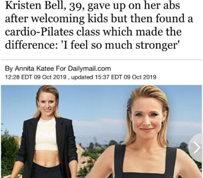 Kristen Bell, 39, gave up on abs after welcoming kids but then found a cardio-Pilates class which made the difference: ‘I feel so much stronger’